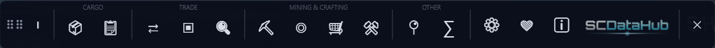 SC DataHub floating toolbar — quick access to every feature